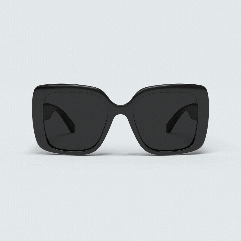 In a gif with black sunglasses against a white background, the animation shows the three charms included in the Hailey collection: a pink heart, a golden butterfly, and a light pink sakura flower with gemstones.